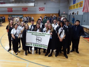 Indoor Percussion Ensemble receives 1st Place Banner at TIA Indoor Championships