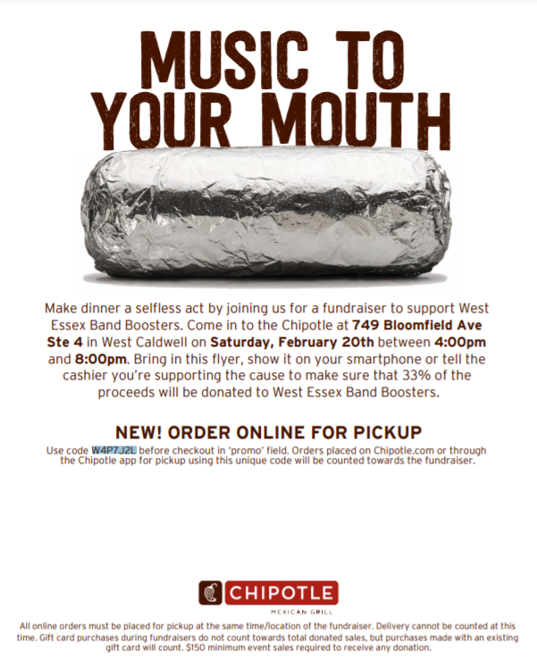 Chipotle “Dine to Donate” Fundraiser! | West Essex Band Boosters